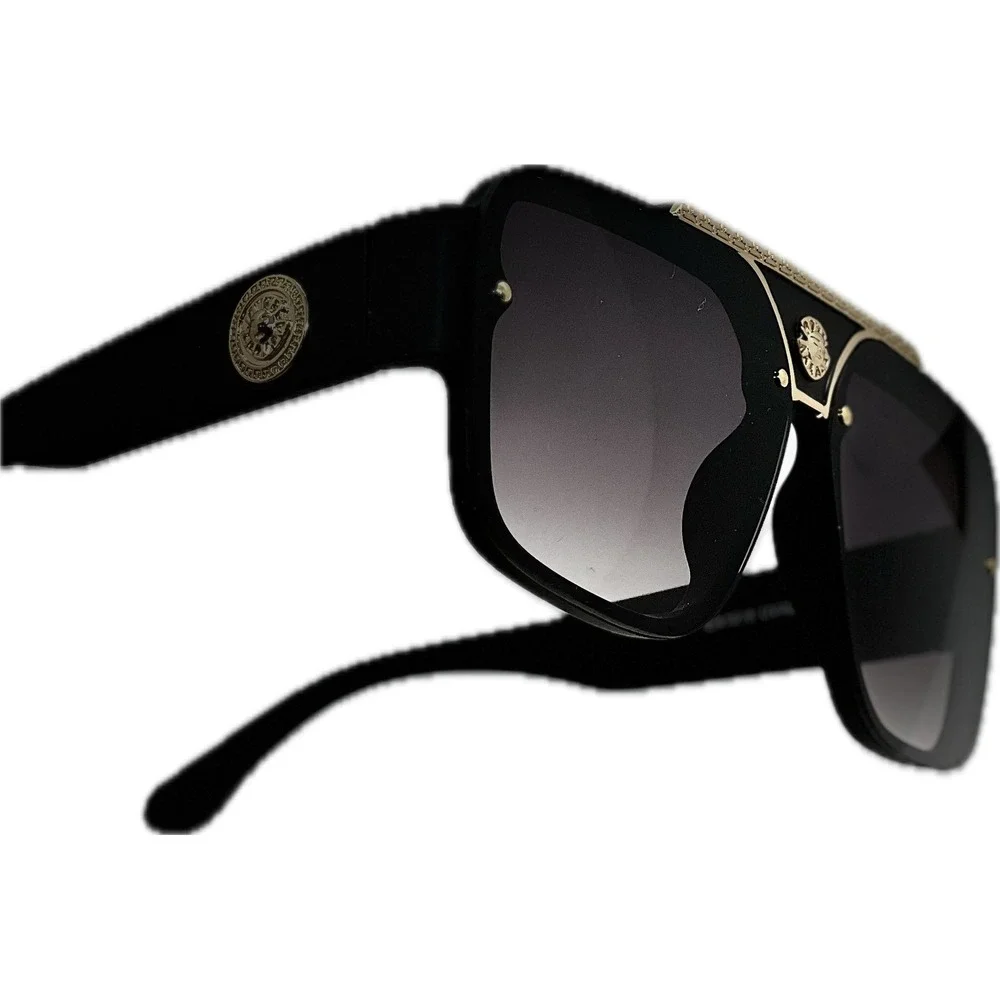 Black Designer Sunglasses Fashion Mens Rectangular Oversized Hip Hop Rapper‎ New